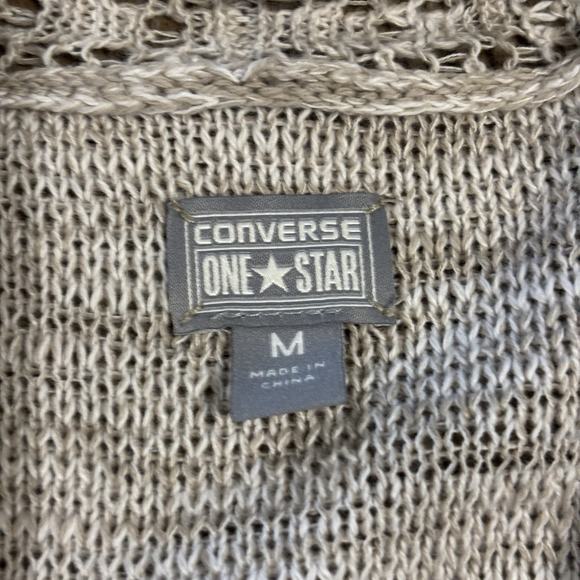 Converse Neutral Open Cardigan Women Medium Beige Minimalist Boho Chic Hippie - Picture 5 of 7